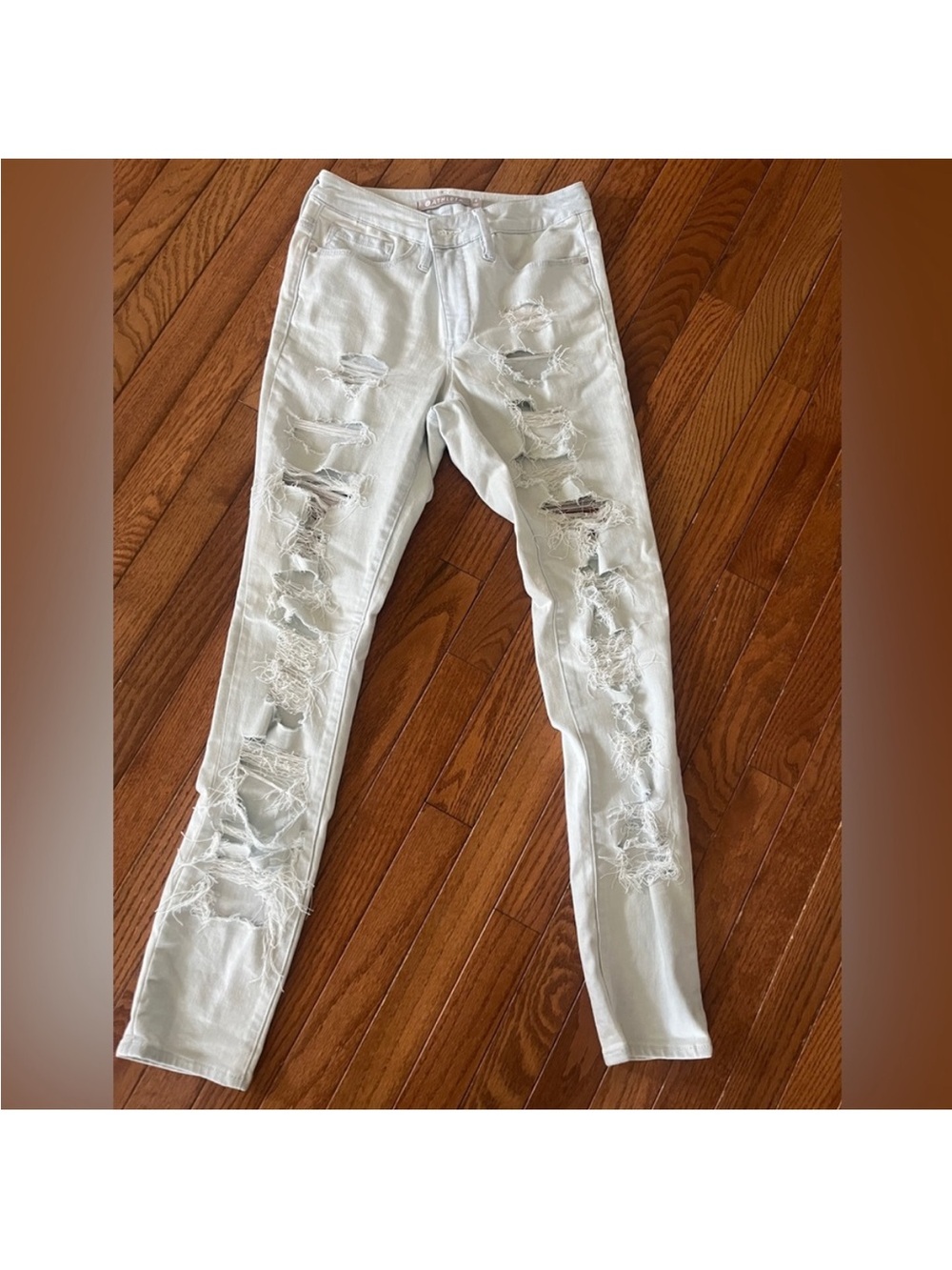 Athleta very pale blue jeans, sculptek, rips, stretch, size 6, NWOT